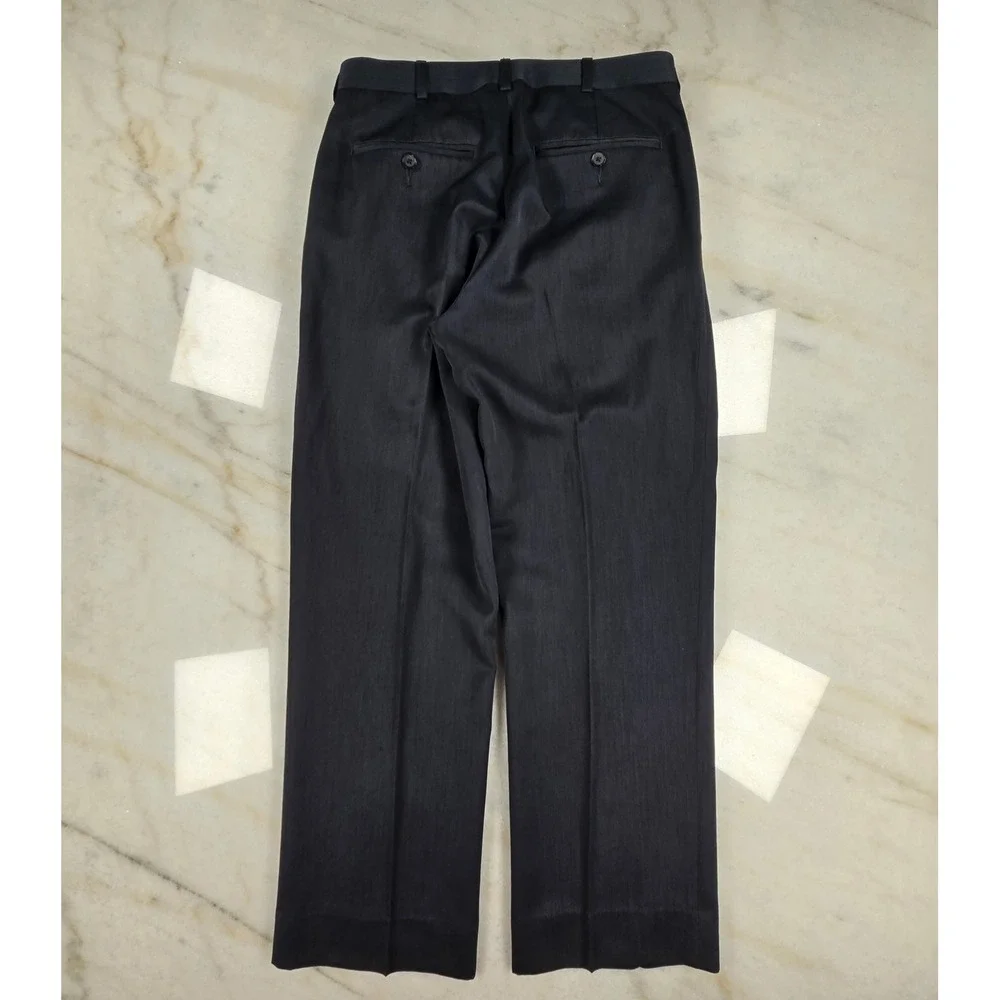 Perry Ellis Portfolio Dress Pants Mens 30/30 Blue Pleated Office Sharkskin Style